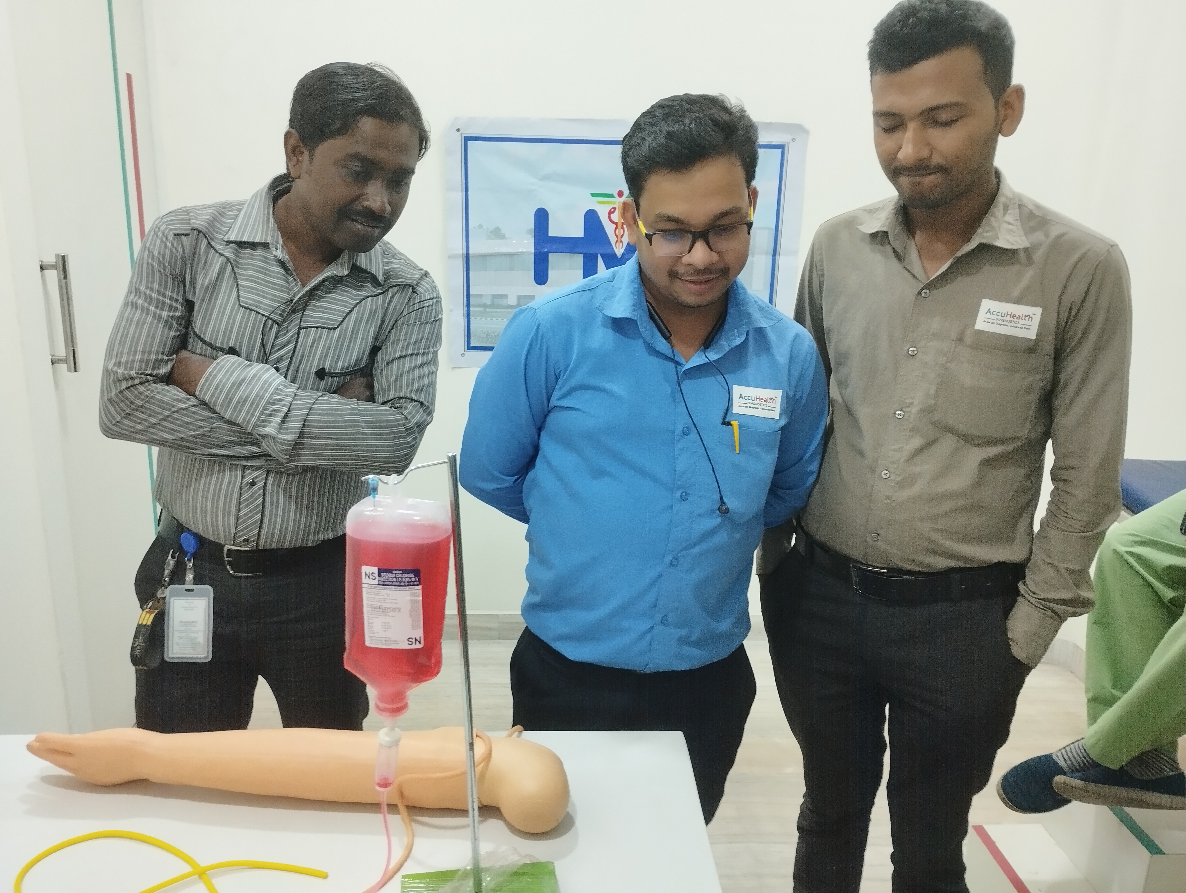 Blood Collection Procedure with Artifical Arm and Safe Injection Practice - Accuhealth Diagnostic Centre, Rajdanga, Kolkata 