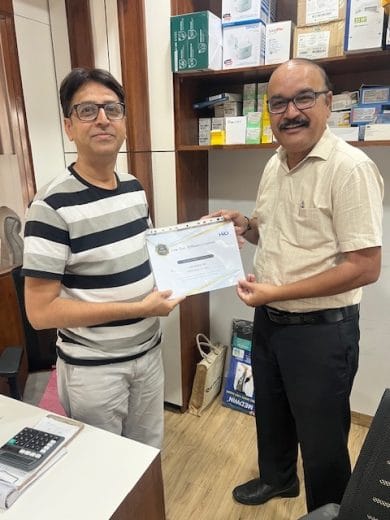 25year certificate to Cure surgicure Ahmedabad Mr Rajubhai